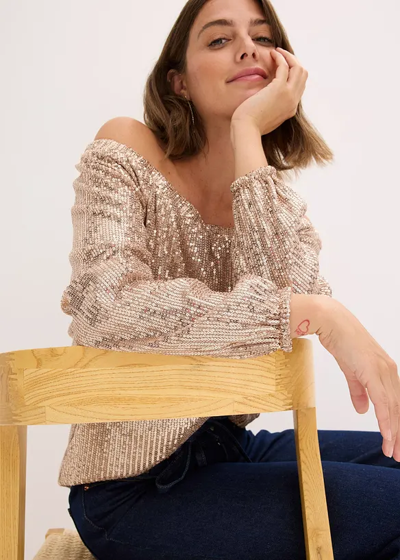 Singoallatopp i oversizemodell med paljetter, bonprix