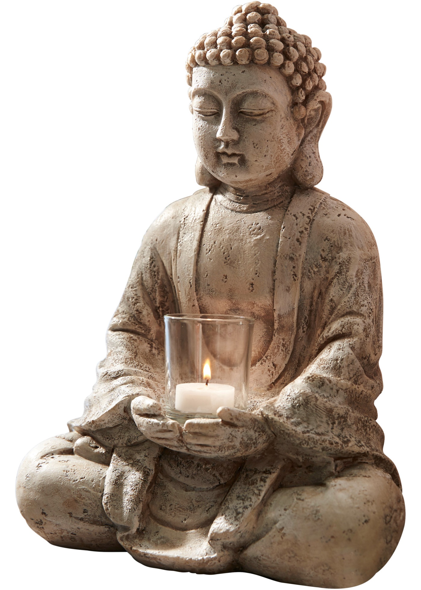 Dekorativ Buddha med ljuslykta