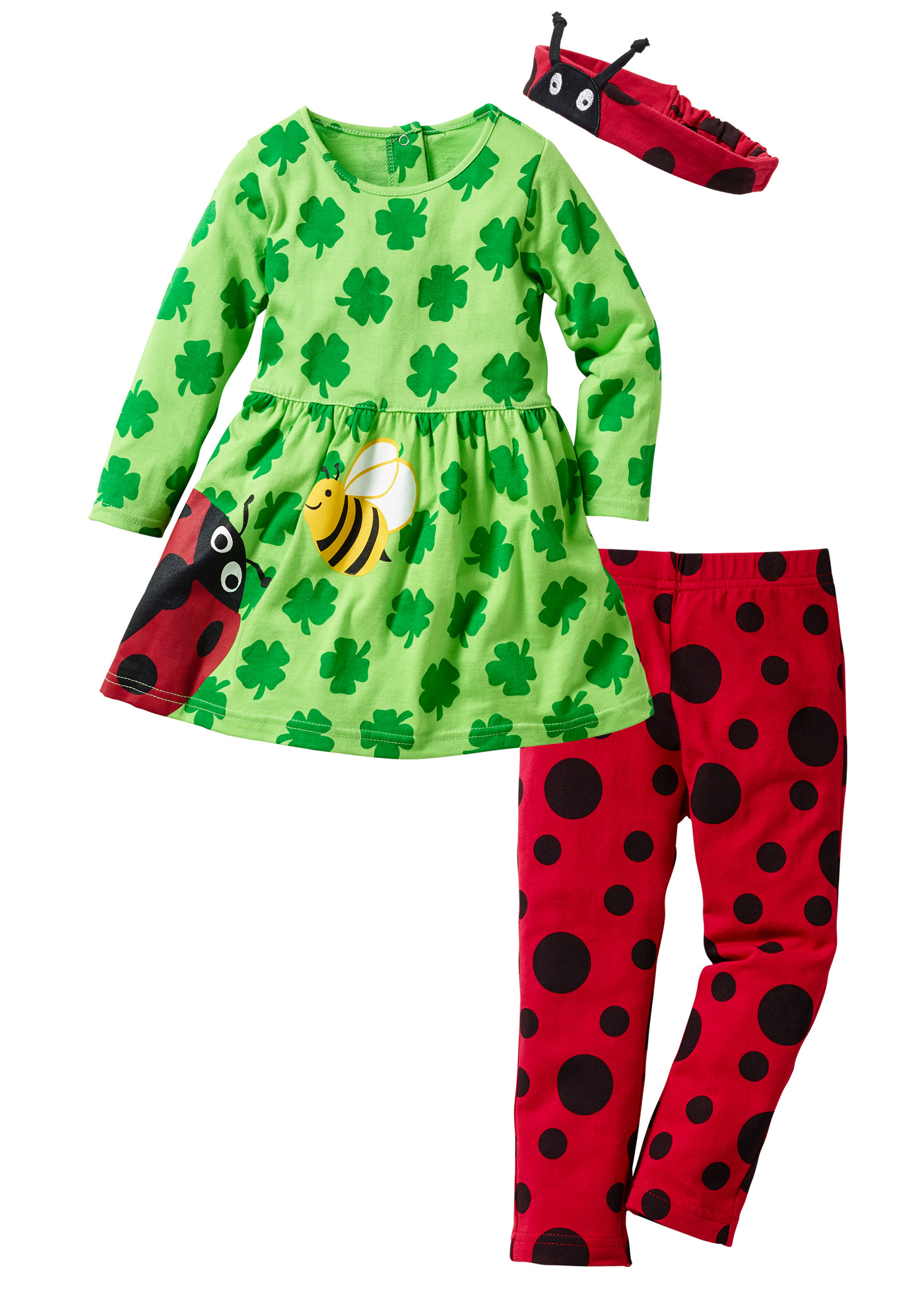 Baby långärmad klänning + leggings + pannband (3 delar ), ekologisk bomull, strl. 56/62-104/110