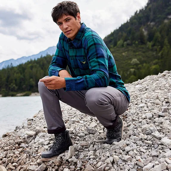 Herr  - Stretchig byxa med värmande flanellfoder, normal passform, raka ben - rökgrå