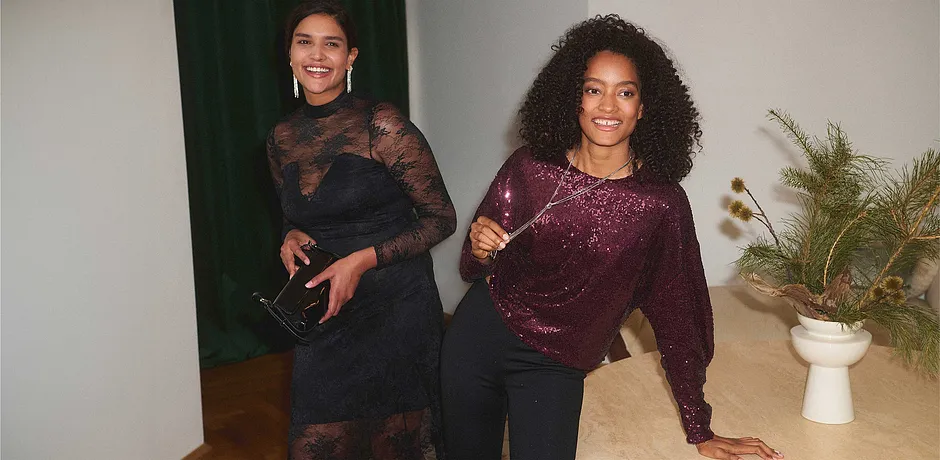 Trendigt - Långärmad paljettopp - vinröd