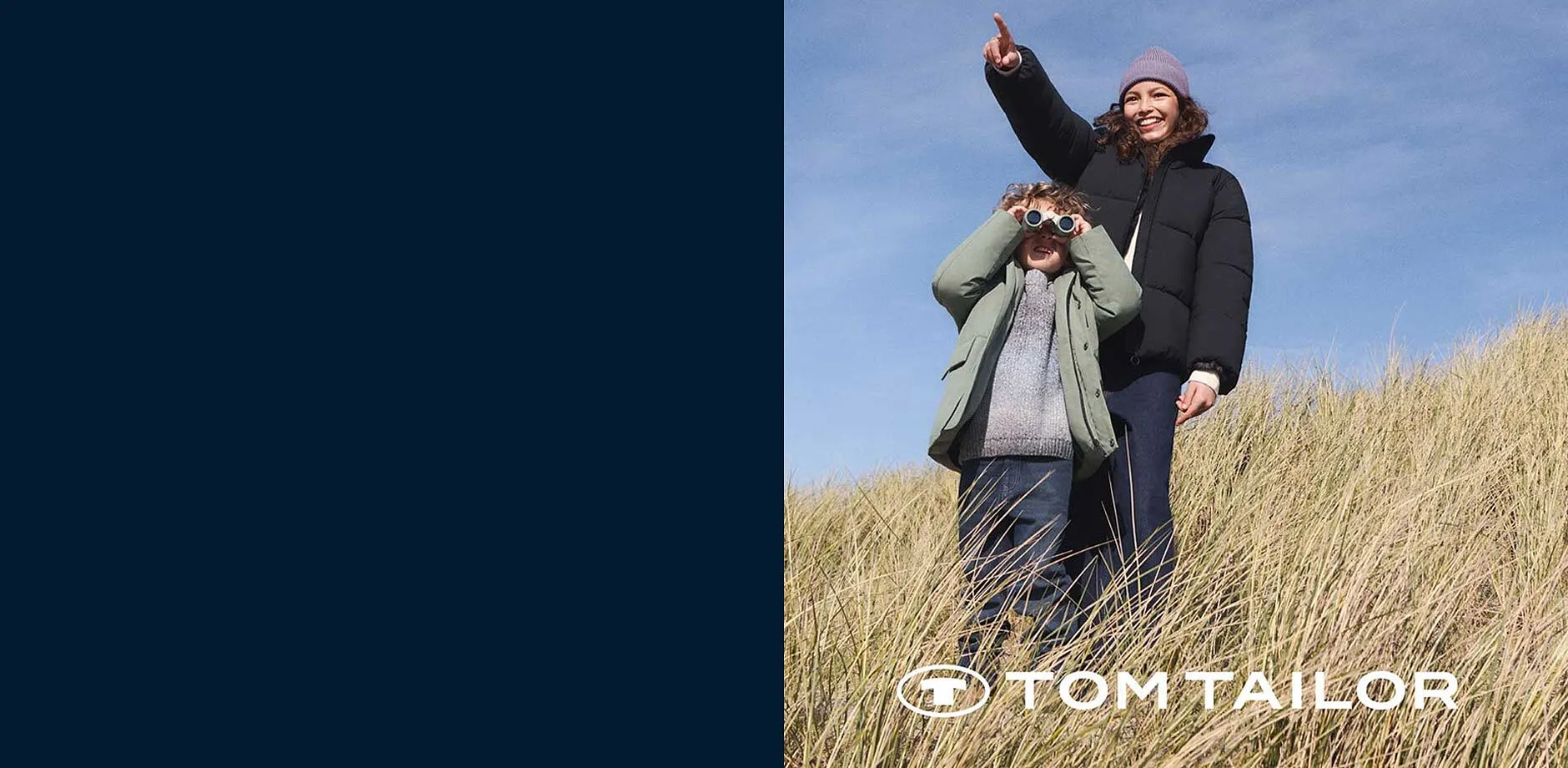 Varma vinterjackor och tr&ouml;jor fr&aring;n Tom Tailor skyddar mot kyla.