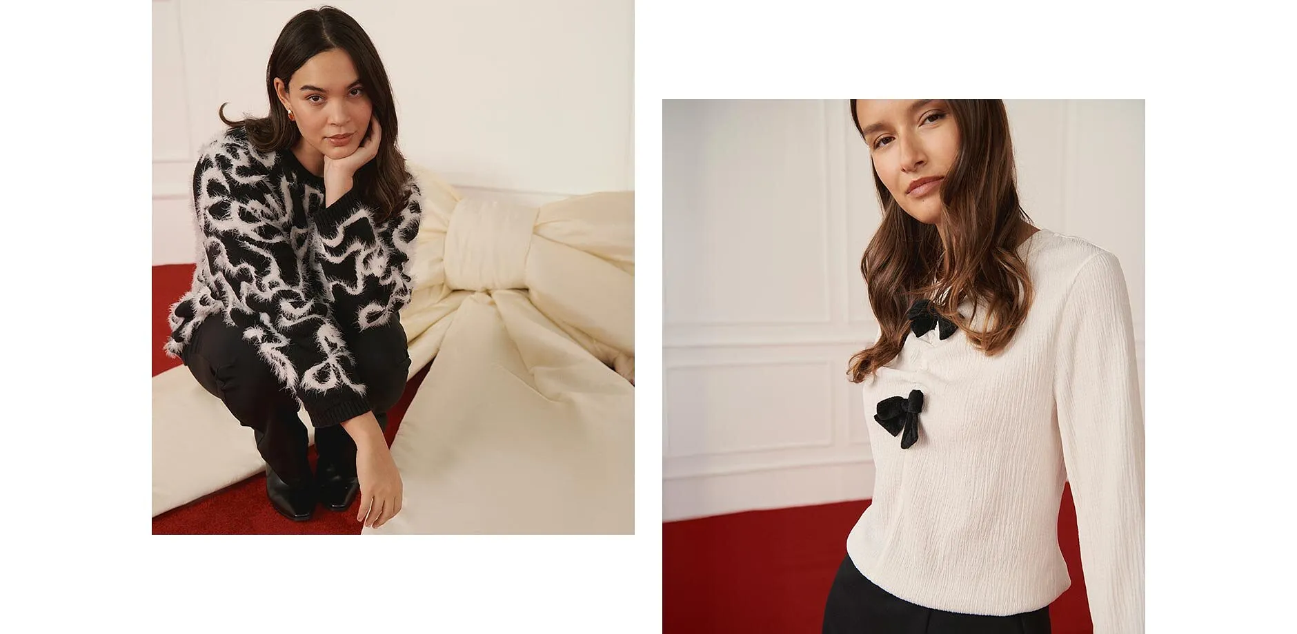 Trendigt - Jacquardstickad tr&ouml;ja av mjuk viskosmix - svart/ullvit