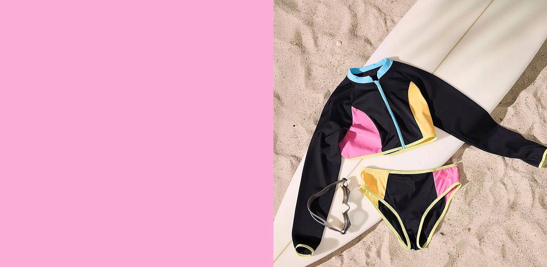 Badmode f&ouml;r barn. Modern l&aring;ng&auml;rmad bikinii