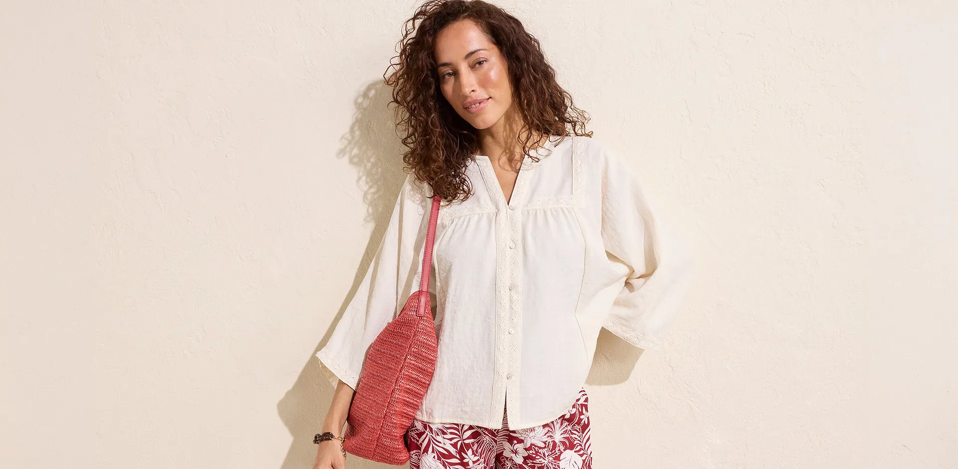 Trendigt - Blus av viskosmix - ullvit