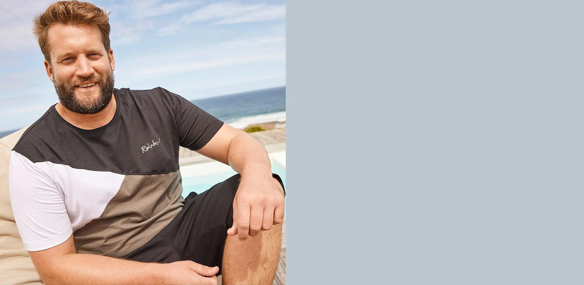 T-shirt med blockf&auml;rger och bekv&auml;ma shorts f&ouml;r den avslappnade strandlooken.
