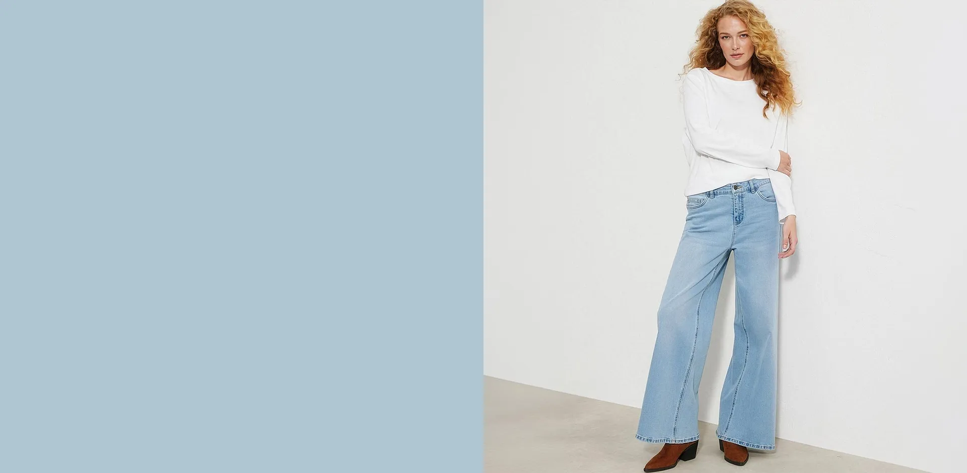 Heisenberg_FutureUse - Wide Leg-jeans Mid Waist - ljusbl&aring; denim used