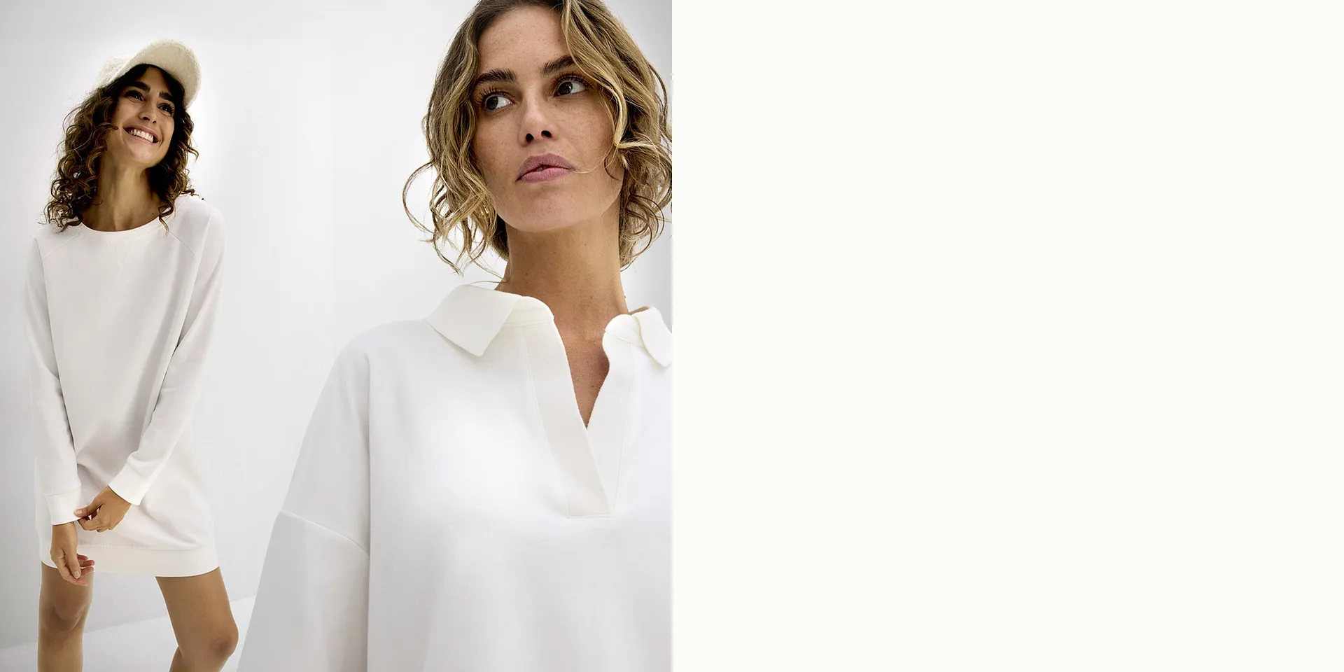 Tidl&ouml;s elegans i vitt: vida tr&ouml;jor och luftiga skjortor f&ouml;r sommardagar.

