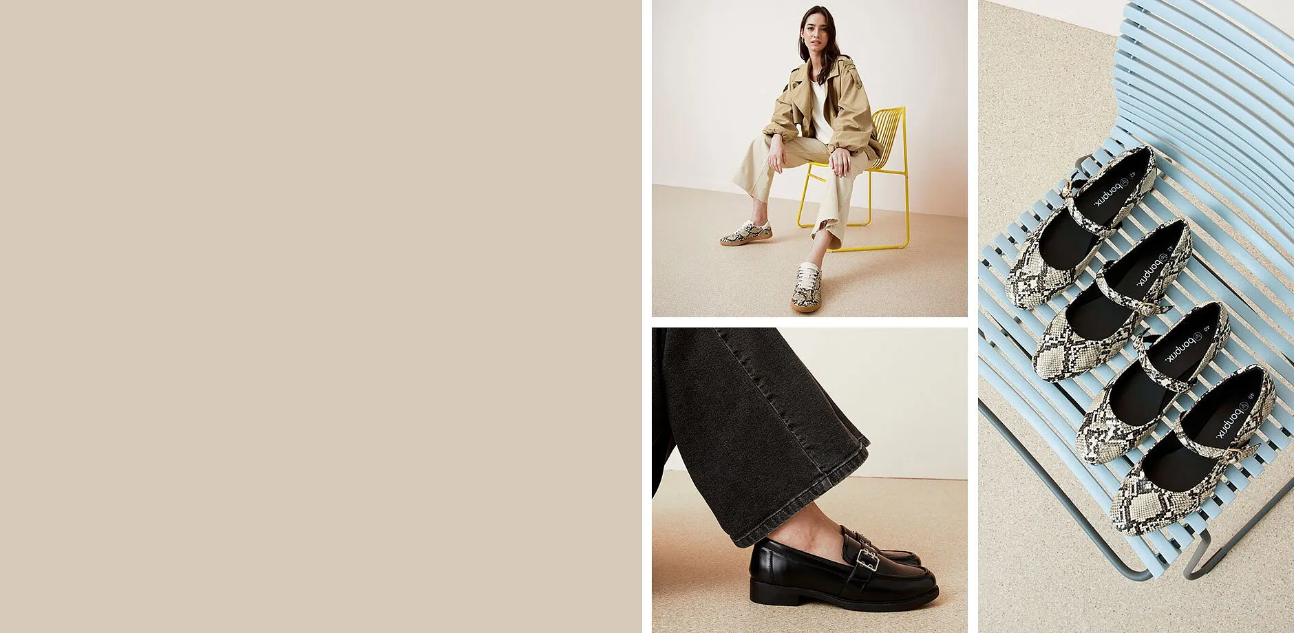 Avslappnade sneakers, eleganta loafers och m&ouml;nstrade ballerinaskor.

