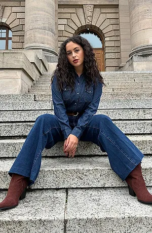 Dam - Jeansskjorta med långa ärmar - mörkblå denim, used