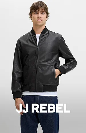 Herr  - Bomberjacka i skinn från JJ REBEL - svart