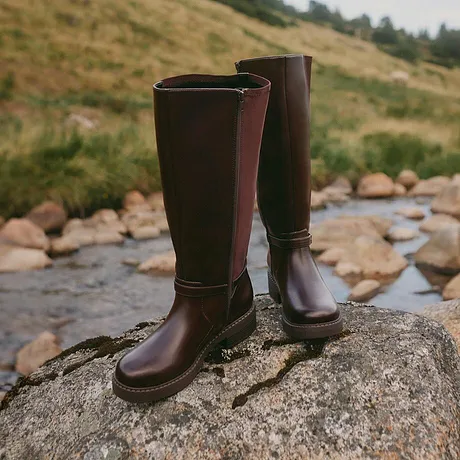 Dam - Stövlar med vida skaft - mörkbrun