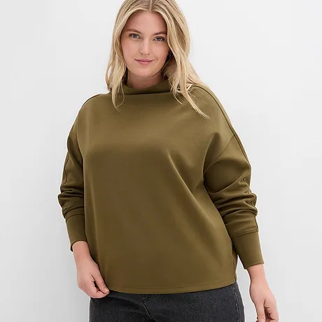 Olivgrön sweatshirt, ledig passform.


