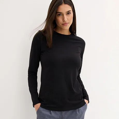 Enkel svart långärmad tröja.

