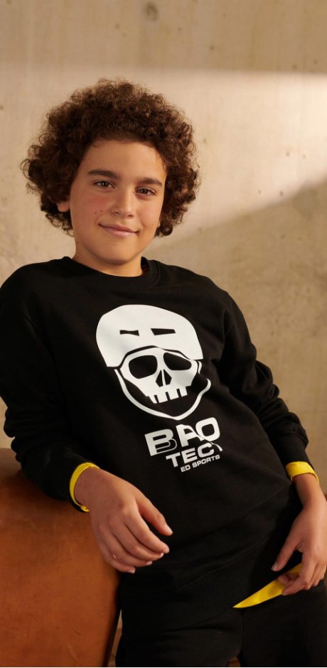 Barn - Sweatshirt för pojkar, ekologisk bomull - svart