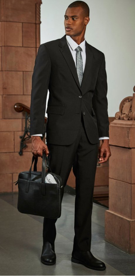 Herr  - 4 delad kostym: kavaj, byxor, skjorta, slips - svart
