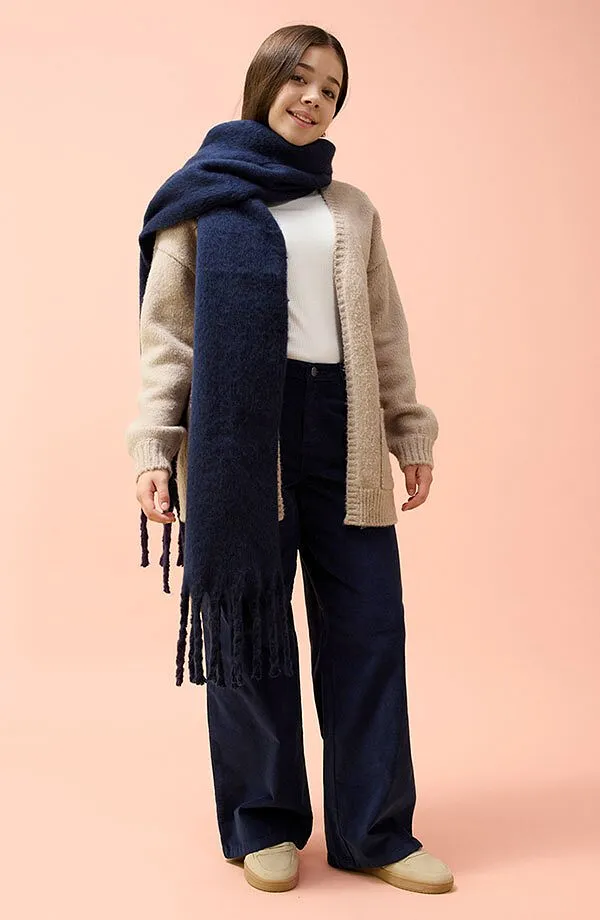 Barn - Manchesterbyxa av bomullsstretch - m&ouml;rkbl&aring;