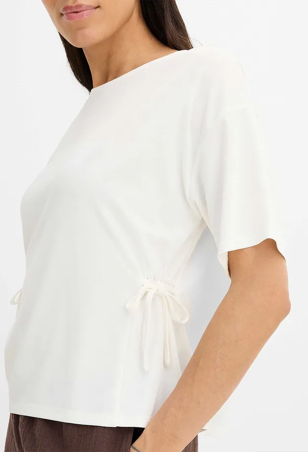 Dam - T-shirt i mjuk viskosmix - ullvit