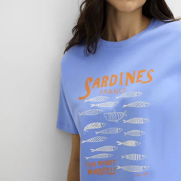 Dam - T-shirt av stabil, ekologisk bomull - mellanbl&aring;