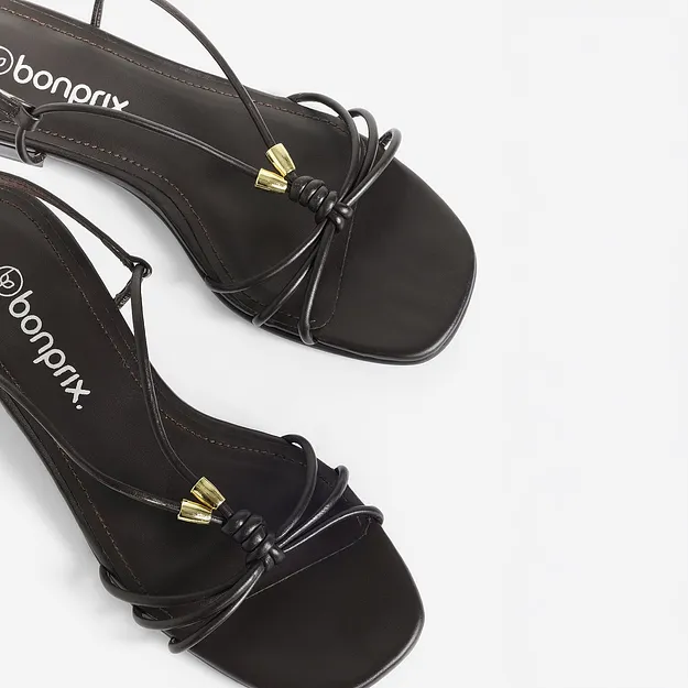 Trendigt - Sandal med metallic-detaljer - m&ouml;rkbrun