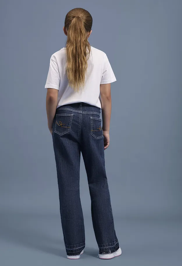 Barn - Flared Jeans Mid Waist - m&ouml;rkbl&aring; denim, used-look