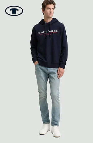 Herr  - Sweatshirt med huva från Tom Tailor - mörkblå