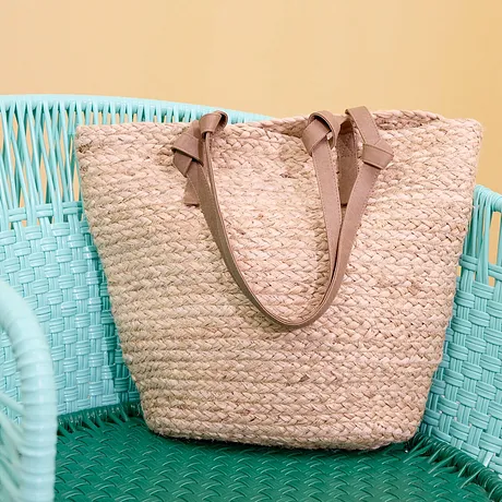 Trendigt - Shoppingväska med halmlook - natur