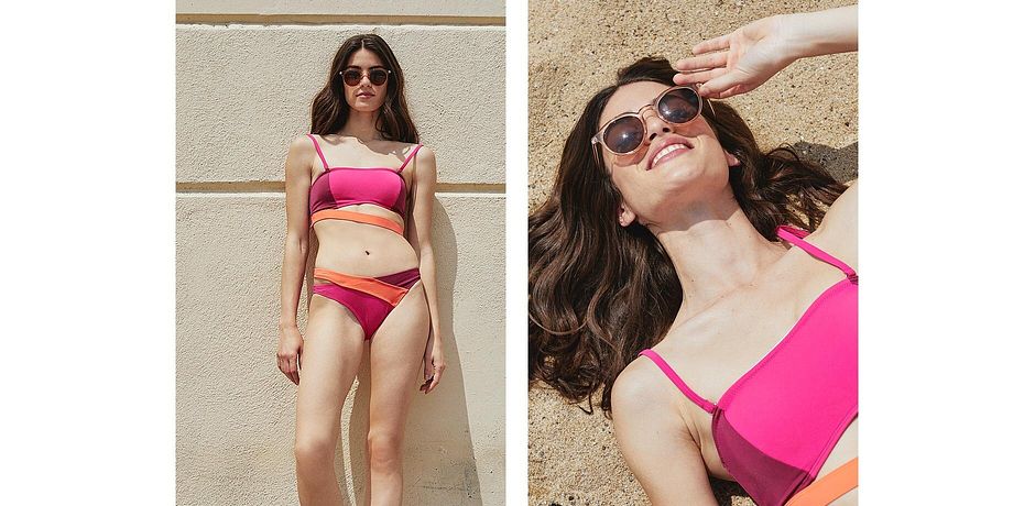Dam - Bandåbikini (2 delar) - pink/bordeaux/korallröd