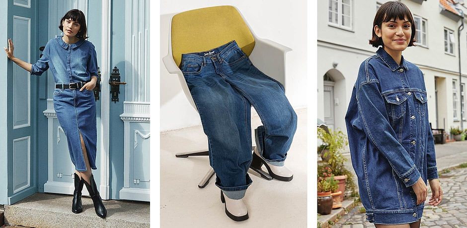 Inspiration - Lång jeanskjol med slits gjord av Positive Denim #1 Fabric - blå denim
