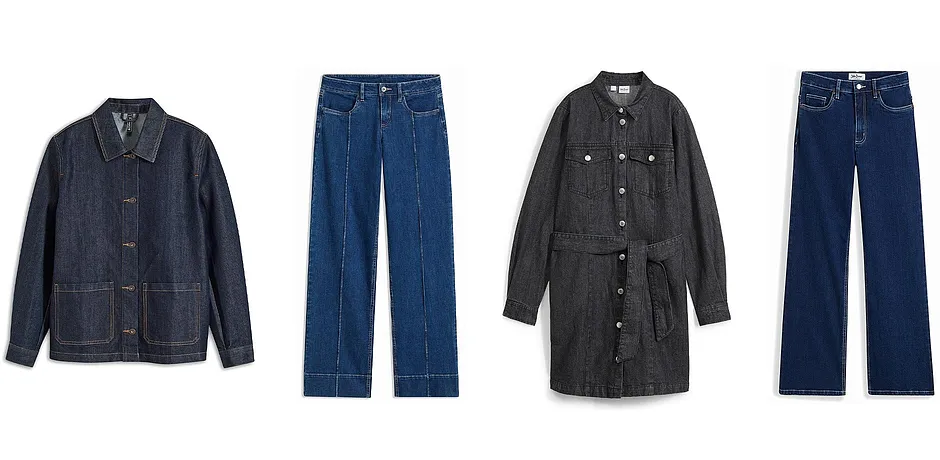 Dam - Jeansjacka, Loose Fit, Rinse Wash - mörkblå denim