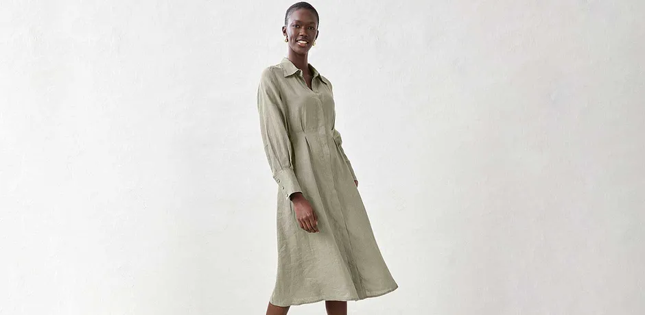 Dam - Skjortklänning i rent linne - new khaki