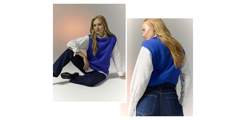 Dam - Straight Jeans, High Waist, Long, i ekologisk bomull - mörkblå denim, utan tvättning