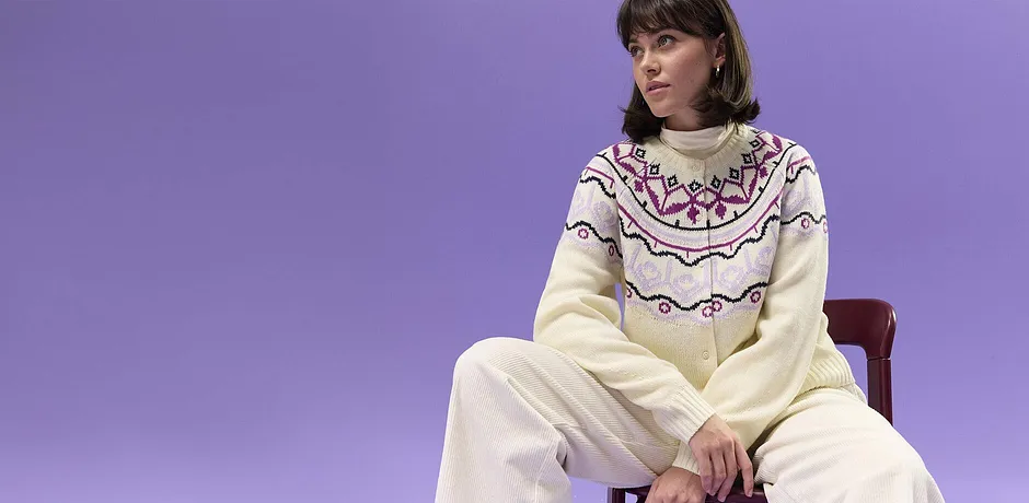 Dam - Lusemönstrad oversizecardigan - pärlvit