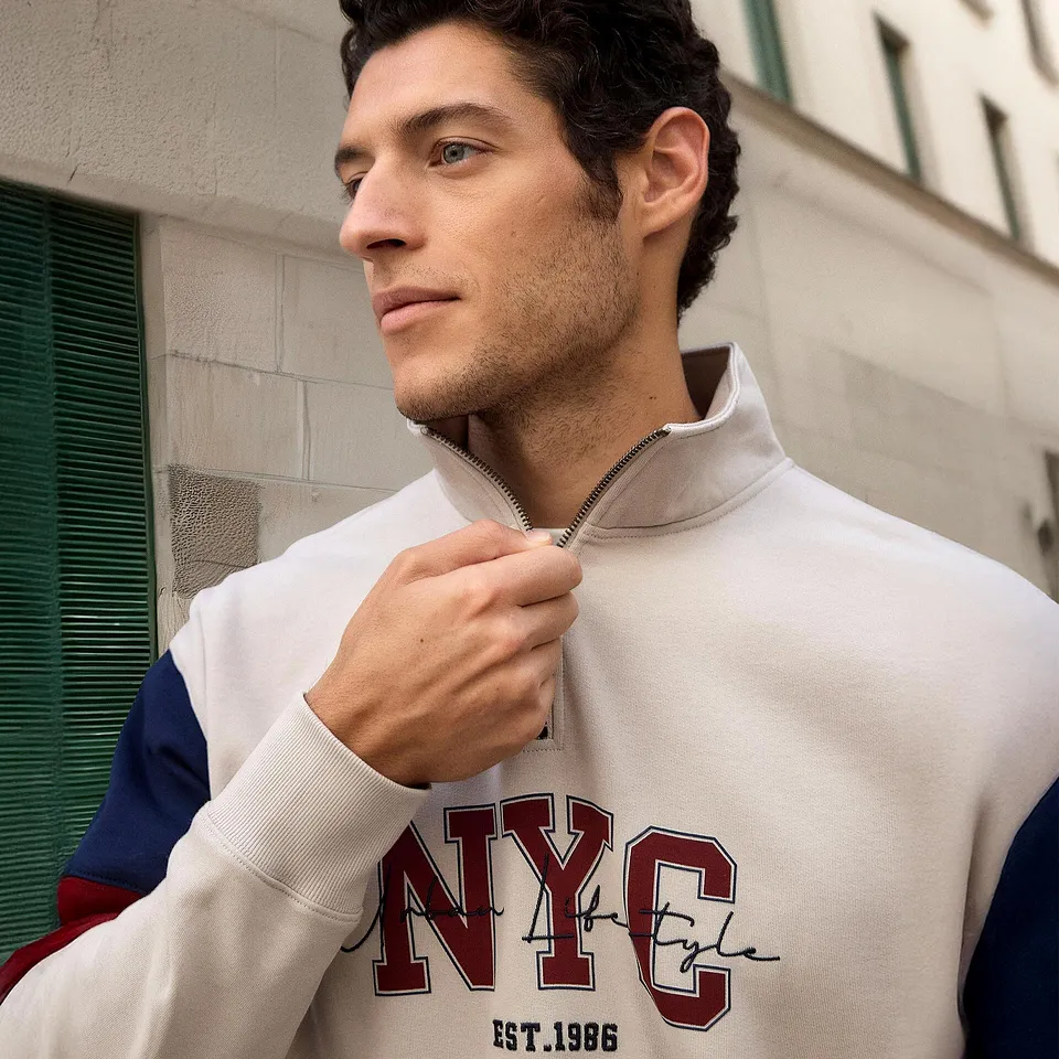 Herr  - Sweatshirt av ekologisk bomull, Loose Fit - stengr&aring;