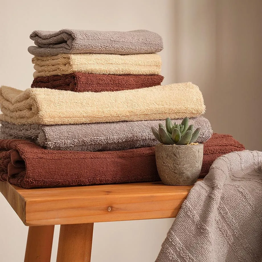 Handdukar i naturliga toner.