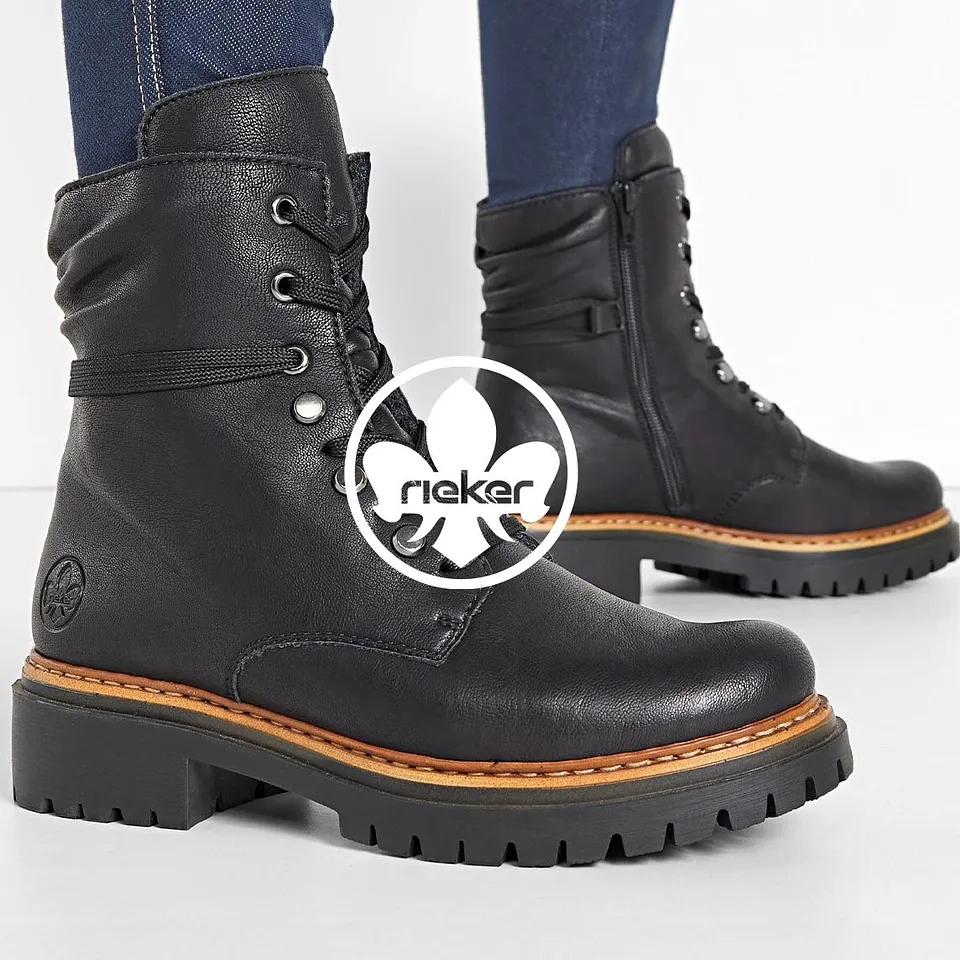 Robusta svarta sn&ouml;rk&auml;ngor fr&aring;n Rieker.

