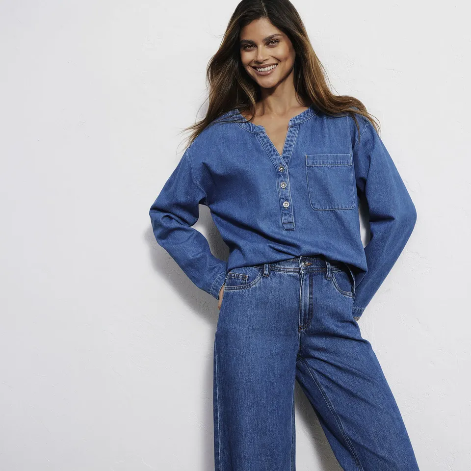 Trendigt - Jeansblustunika - bl&aring; denim used