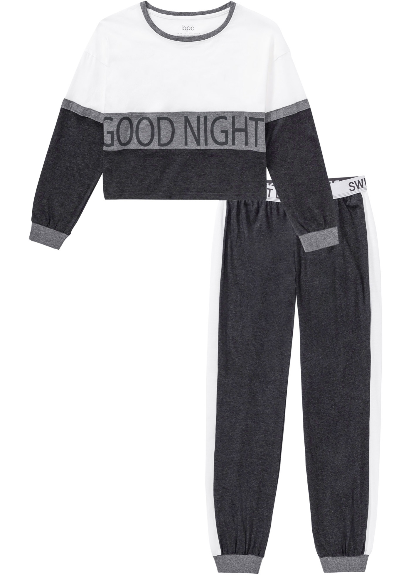 Pyjamas med kort skuren långärmad topp