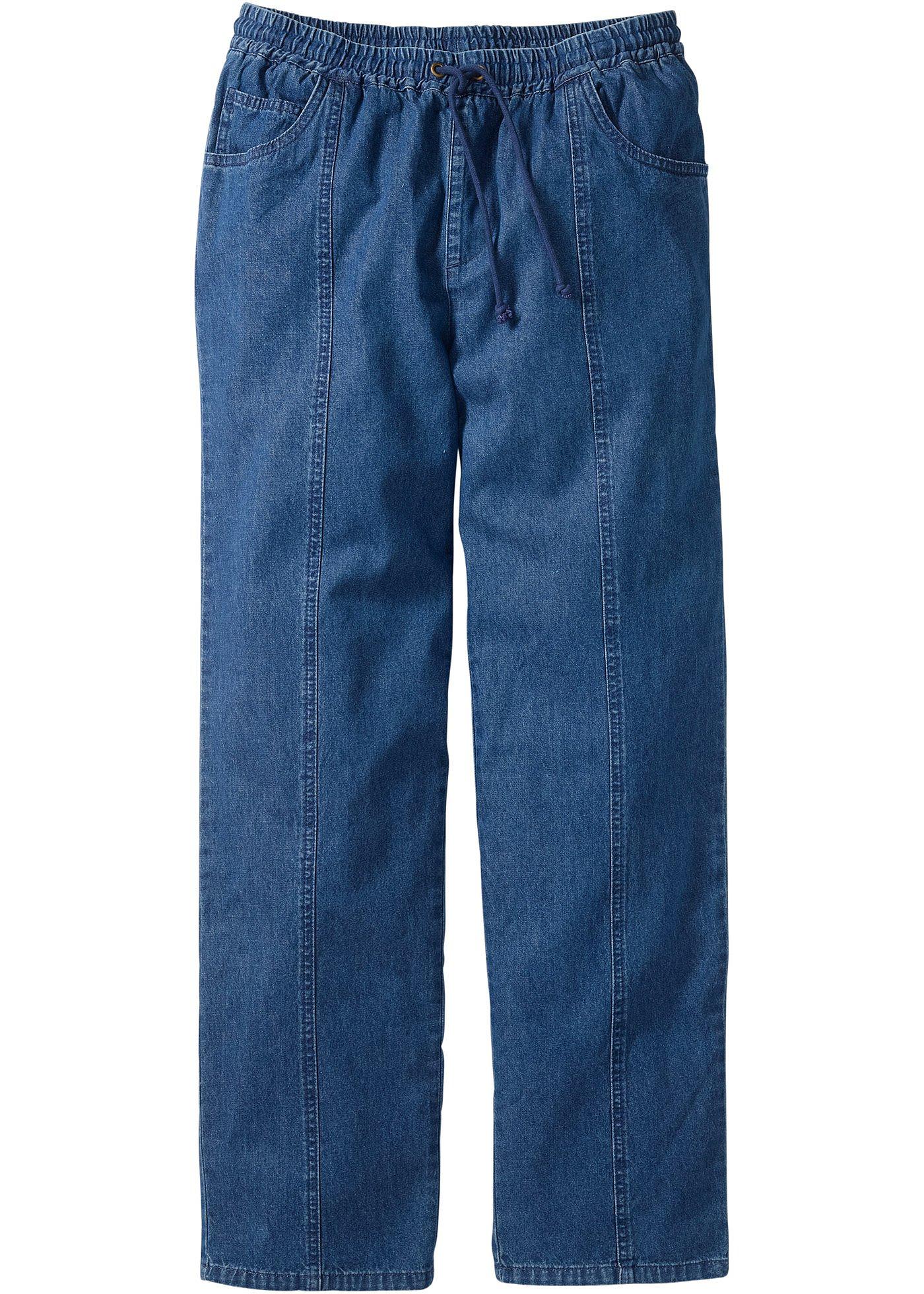 bonprix – Tunn dra på-byxa i Loose Fit, Straight