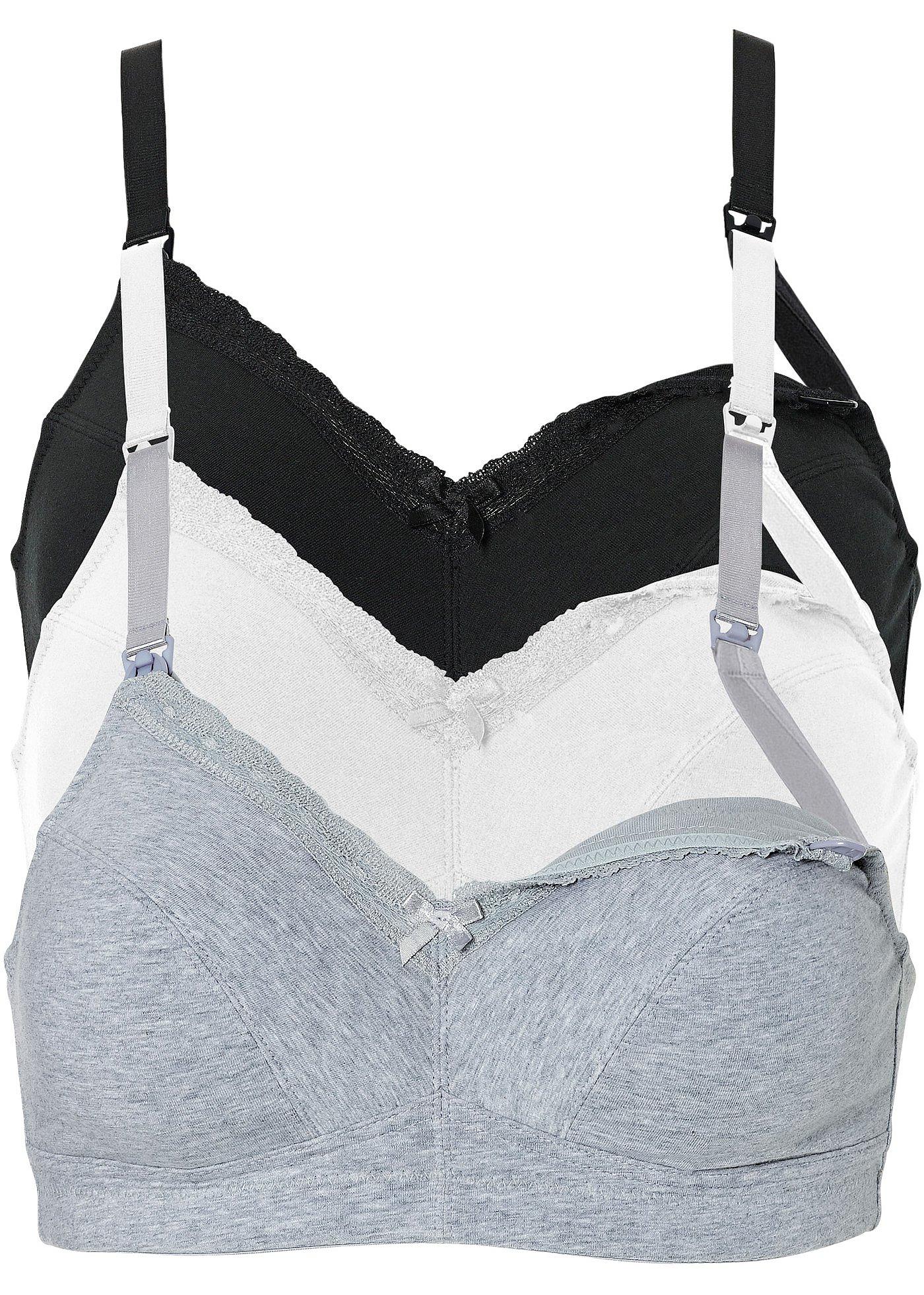bonprix Amningsbehå utan bygel (3-pack), med ekologisk bomull