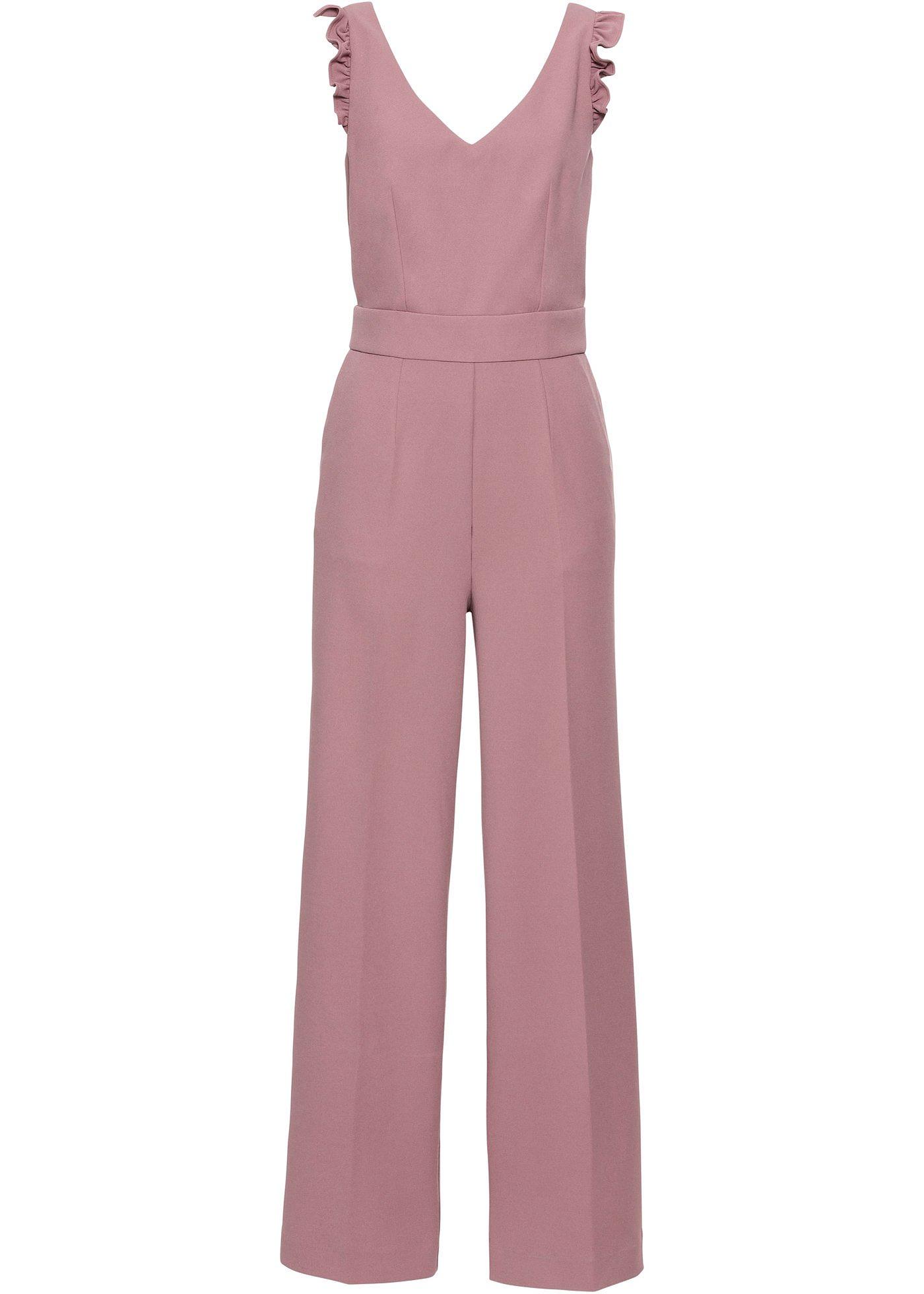 Jumpsuit med volanger matt violett BODYFLIRT bonprix.se