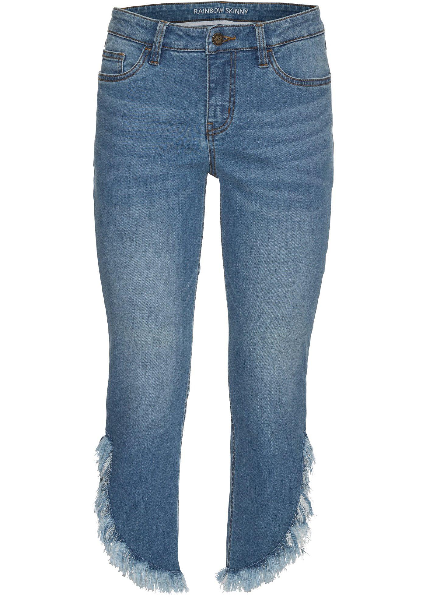 Bonprix - Korta smala jeans med fransar 129.00