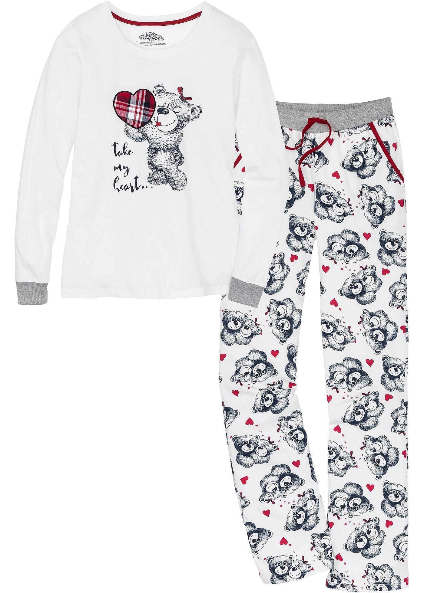 bonprix – Pyjamas med flanellapplikation