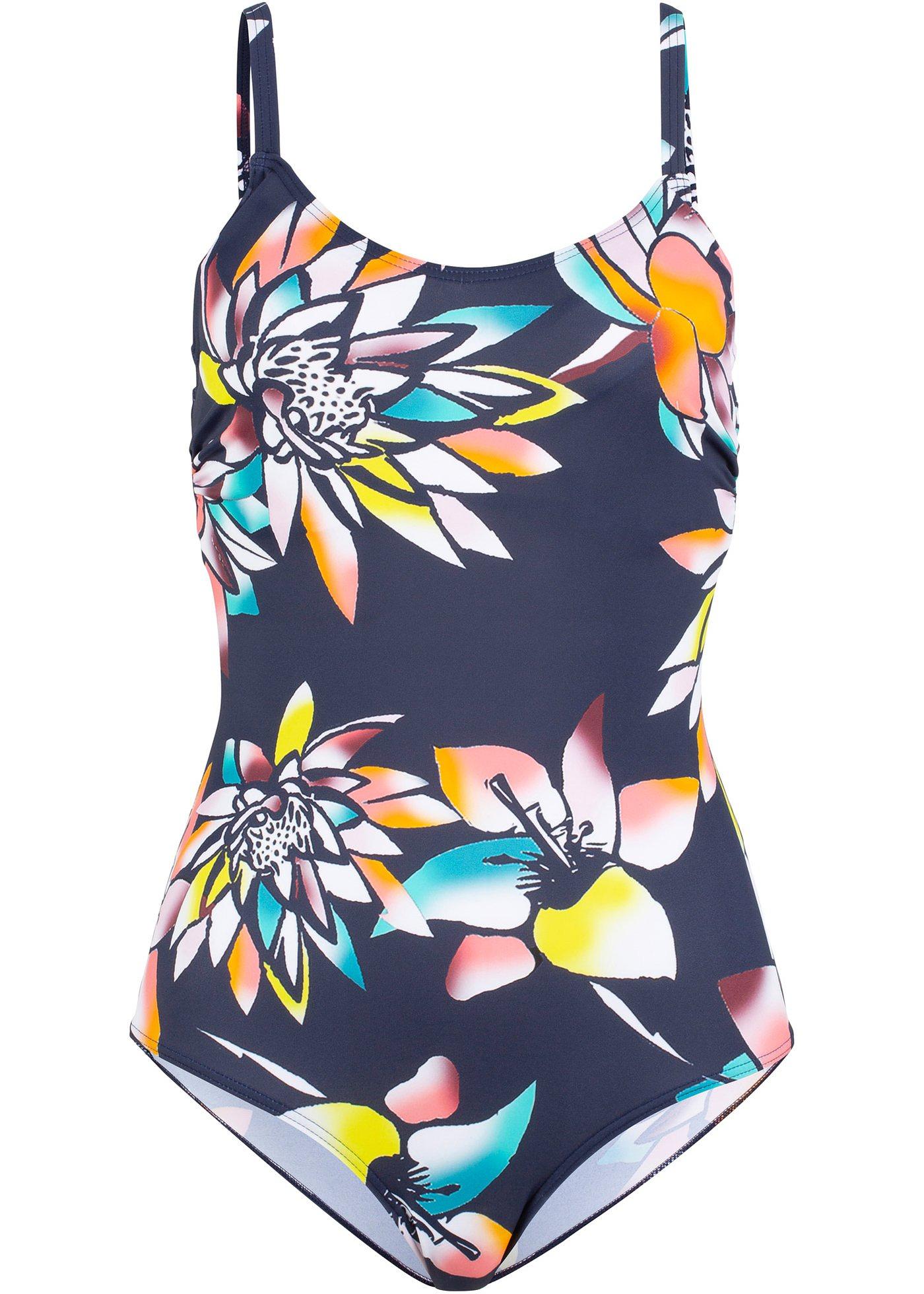 Minimizerbaddräkt, med bygel mörkblå, mönstrad Dam bonprix.se