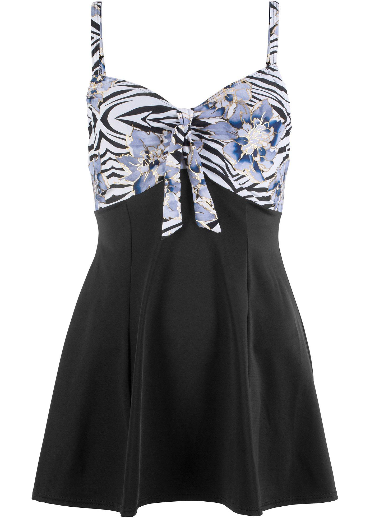 Badklänning med bygel ljusblå/svart Dam bpc selection bonprix.se