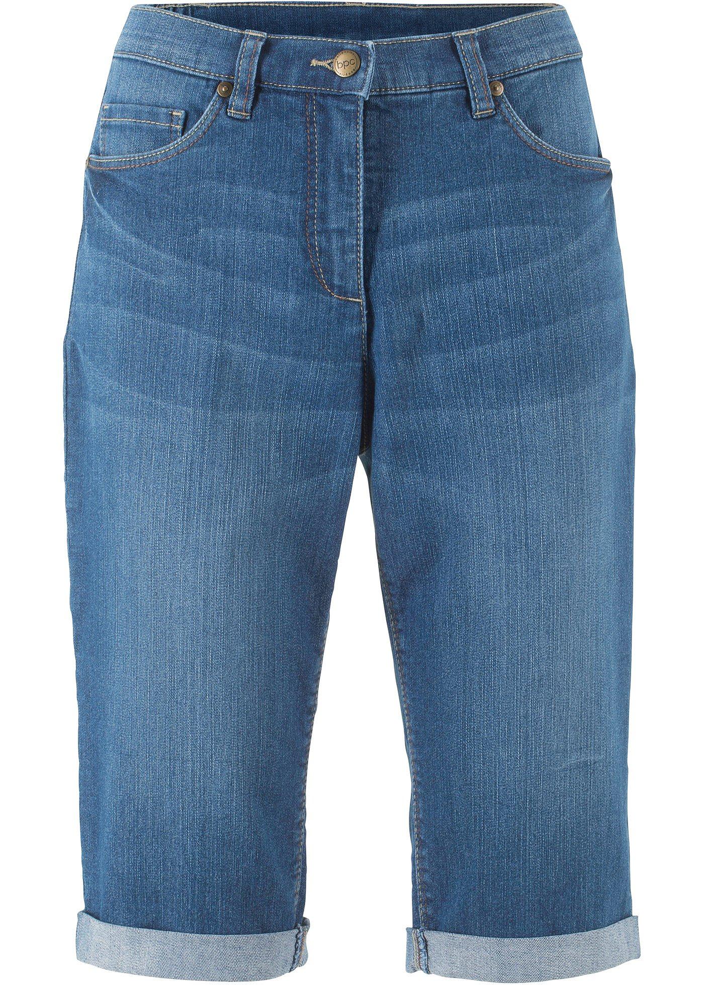 bonprix – Stretchiga jeansbermudas med uppvikta benslut