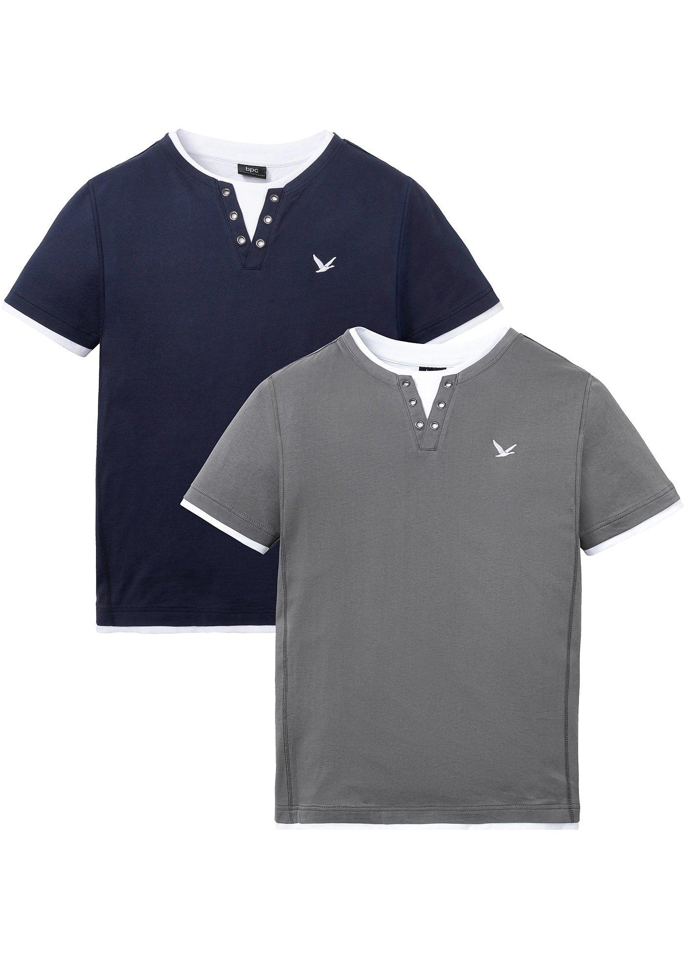bonprix – T-shirt med 2-i-1-look (2-pack)