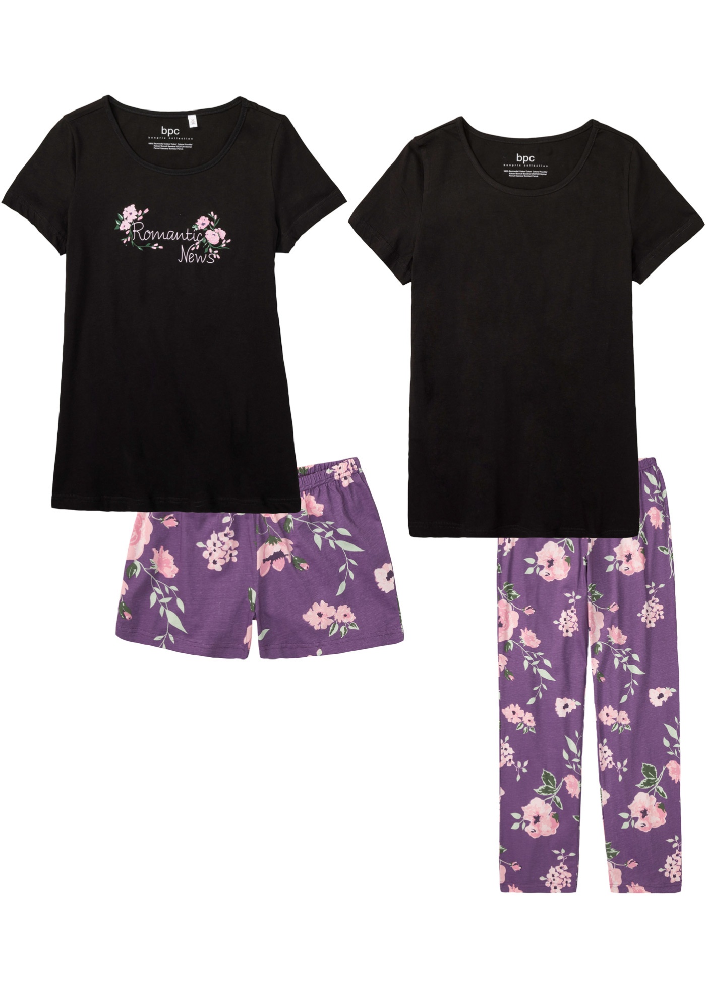 Pyjamas med byxa och shorts (4-delat set)