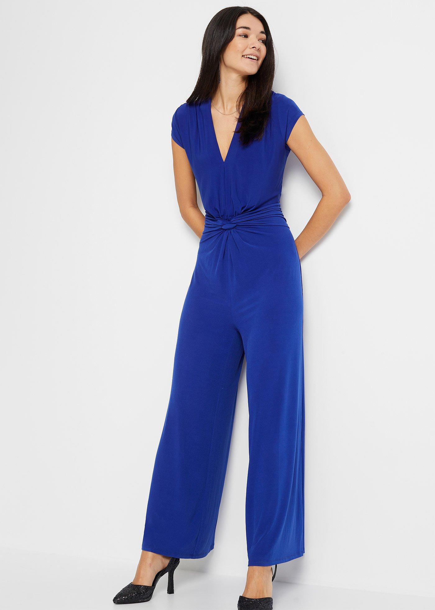 Elegant jumpsuit med knutdetalj blå, regular