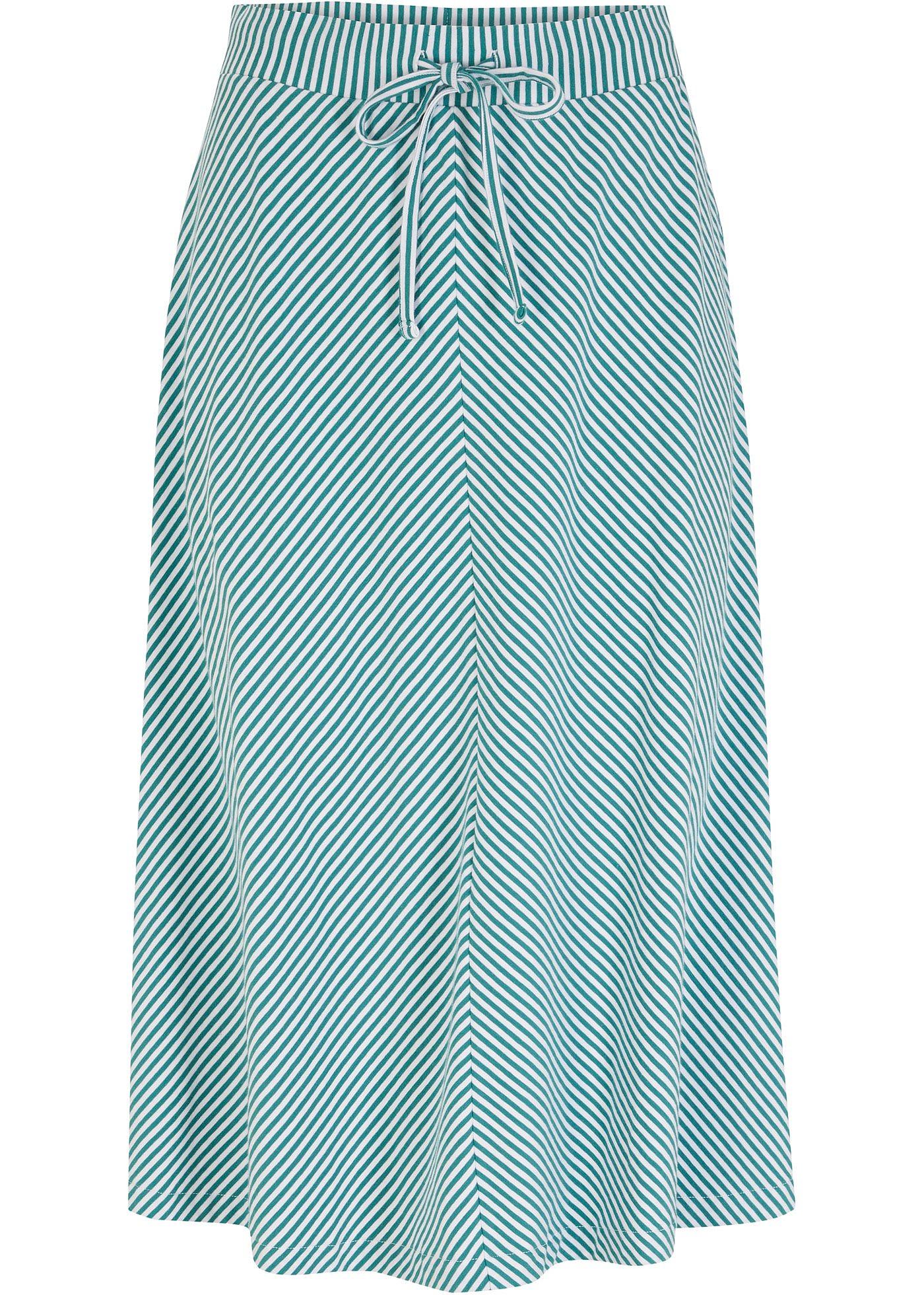bonprix – Knälång randig jerseykjol